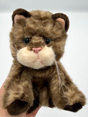 Vintage Russ Berrie Whiskers Plush - Striped Cat w Blue Eyes Stuffed Animal 7"